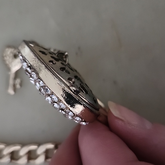 Heart Lock and Key Gold Tone Chain Pendant Necklace - Picture 14 of 16